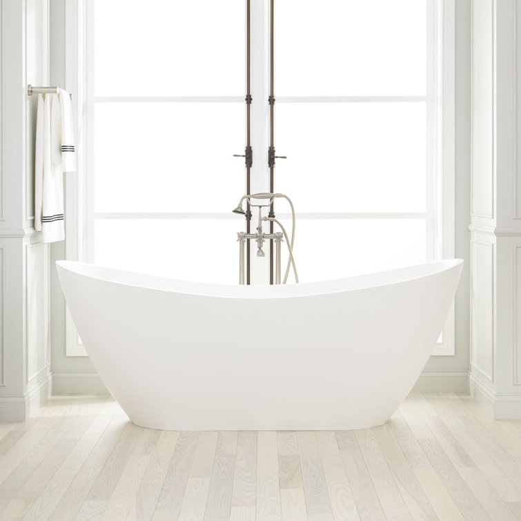 Sheba 72" White Solid Surface Freestanding Soaking Tub