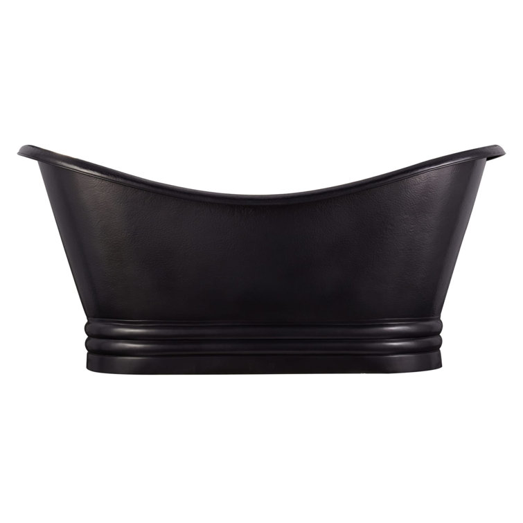 Raye 71" Antique Black Copper Freestanding Tub with White Drain