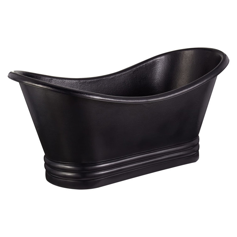 Raye 71" Antique Black Copper Freestanding Tub with White Drain