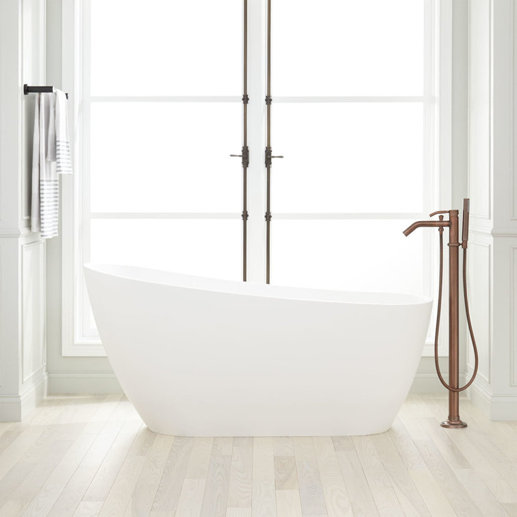 Sheba 66" White Solid Surface Freestanding Soaking Tub