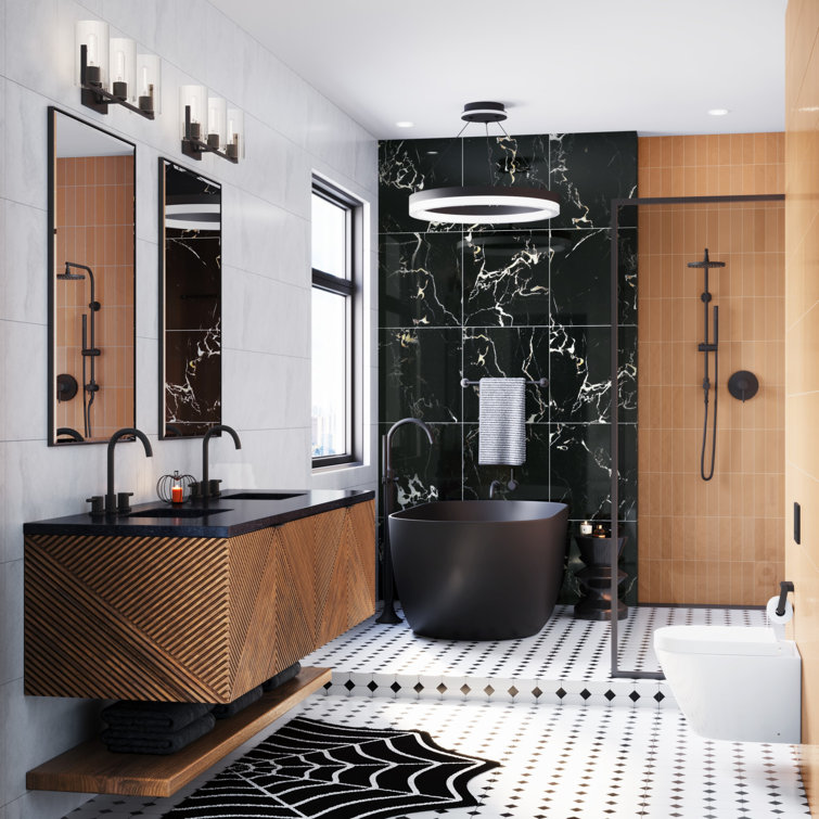 Catino 59" Matte Black Solid Surface Freestanding Soaking Tub