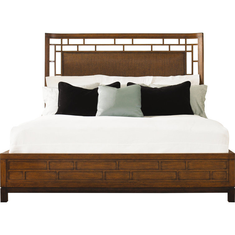 Transitional King-Sized Upholstered Wood Frame Bed in Brown
