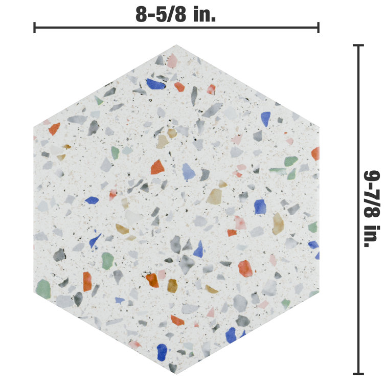 Venice Hexagon White and Multicolor Porcelain Tile