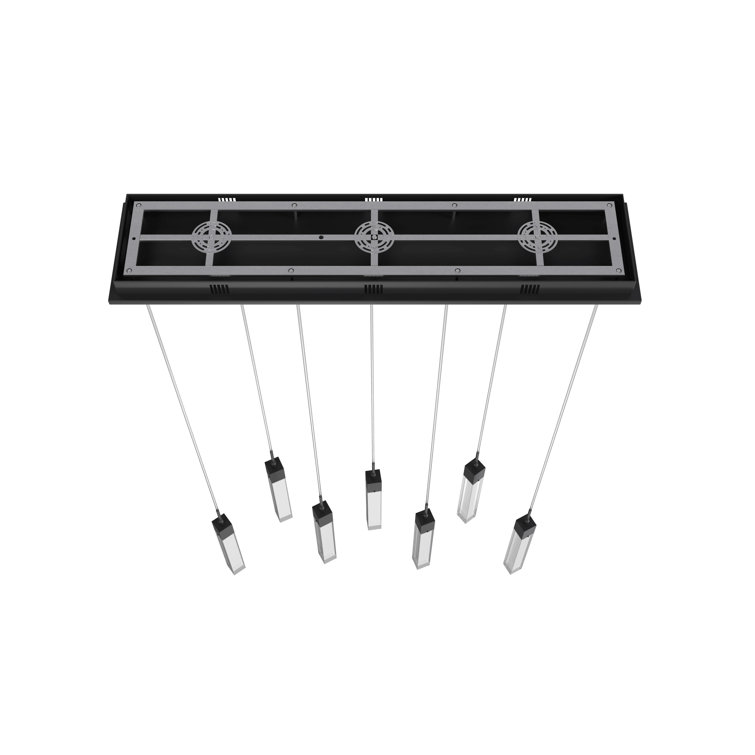 Matte Black Crystal 7-Light Kitchen Island Pendant