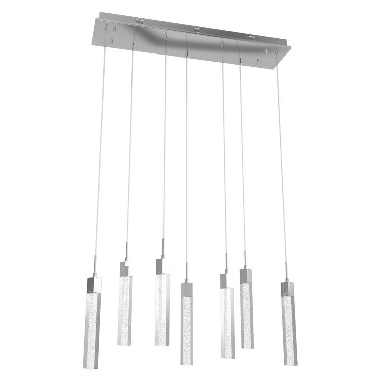 Glacier Bubbled K9 Crystal 47" LED Island Pendant in Chrome