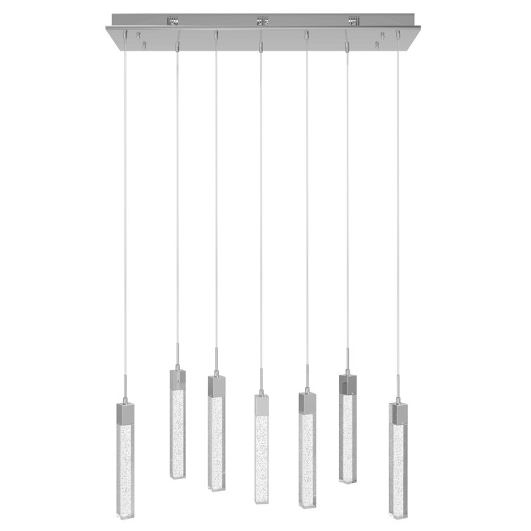 Glacier Bubbled K9 Crystal 47" LED Island Pendant in Chrome