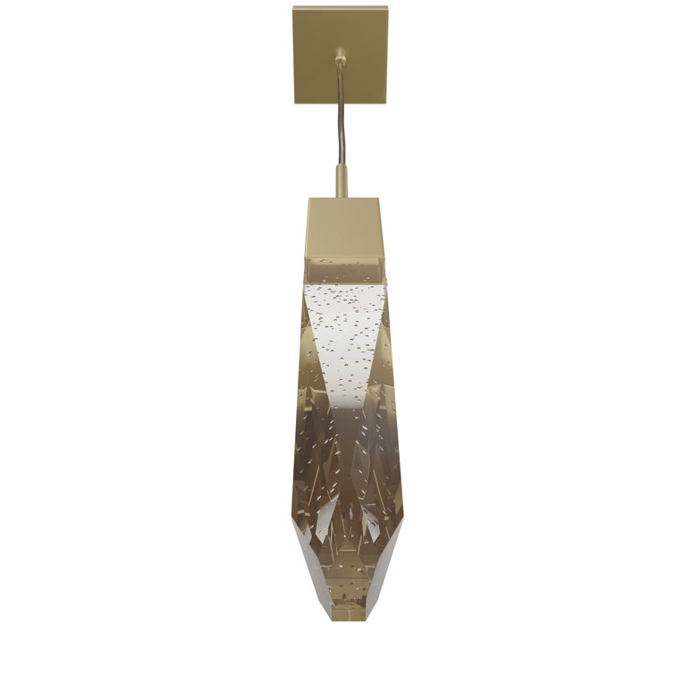 Aspen Mini LED Pendant in Brushed Brass with Crystal Glass Shade