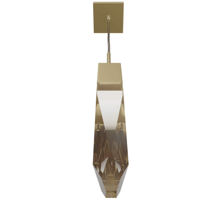 Aspen Mini LED Pendant with Hand-Carved Crystal in Brushed Brass