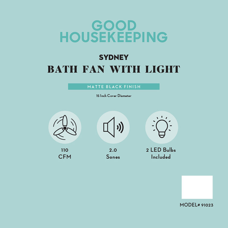 Matte Black Round LED Bathroom Exhaust Fan with Frosted Glass