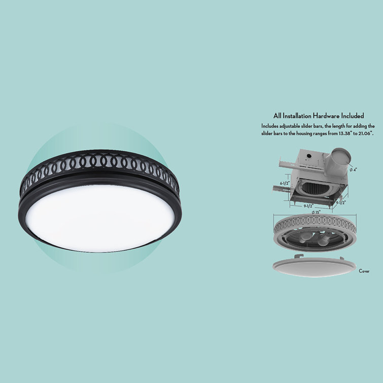 Matte Black Round LED Bathroom Exhaust Fan with Frosted Glass