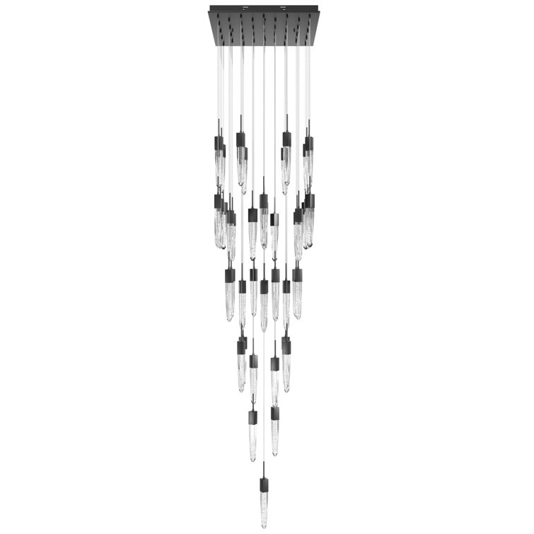 Cascading Crystal Elegance 41-Light LED Tiered Chandelier in Polished Nickel