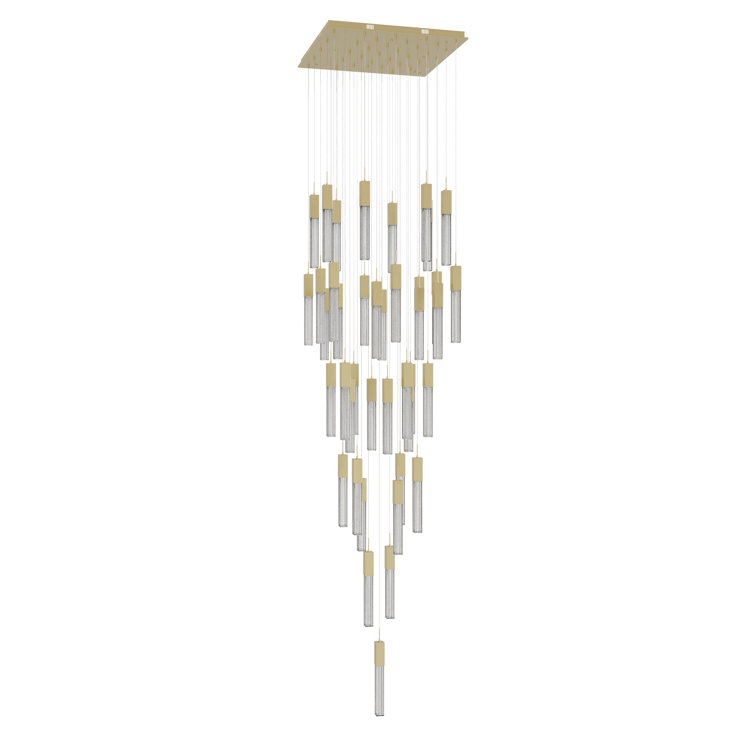 Brushed Brass 41-Light Glass Cluster Pendant Chandelier