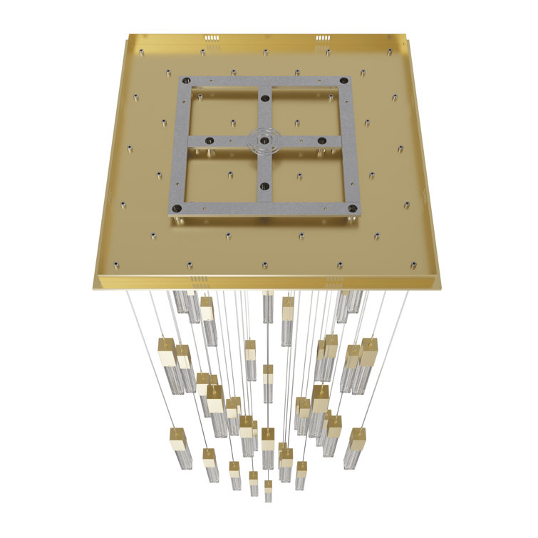 Brushed Brass 41-Light Glass Cluster Pendant Chandelier