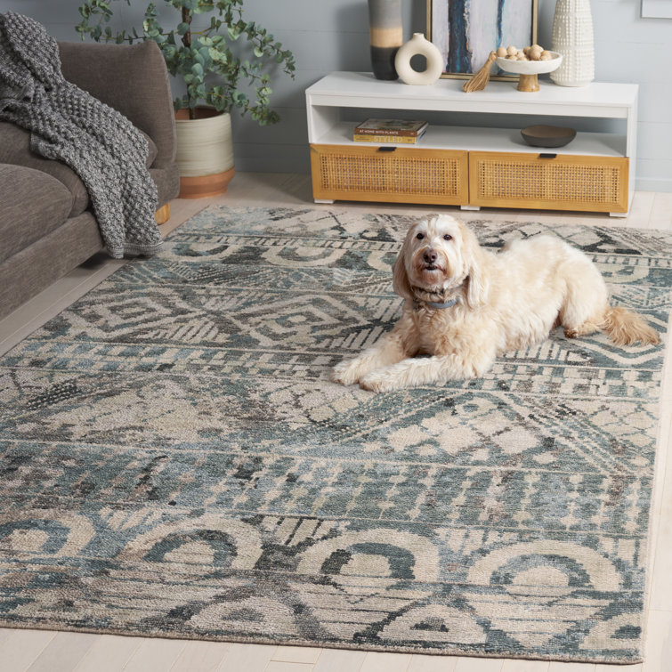 Gray Hand-Knotted Wool Rectangular 6' x 9' Rug