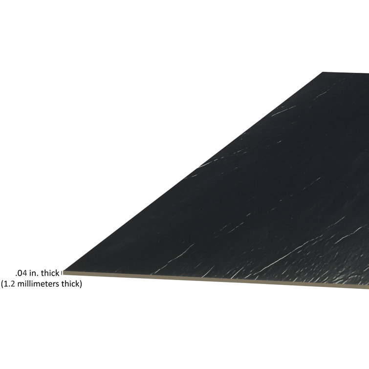 Black Glossy Self-Adhesive Vinyl Floor Tiles, 12" x 12"