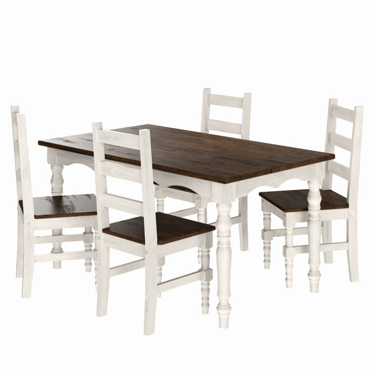 Rustic Black and White Solid Pine Wood Dining Table