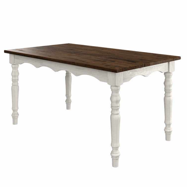 Rustic Black and White Solid Pine Wood Dining Table
