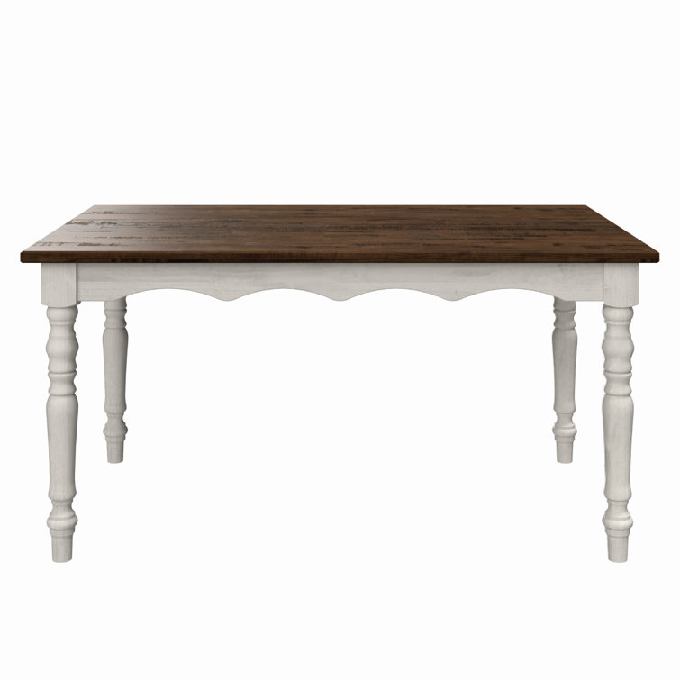 Rustic Black and White Solid Pine Wood Dining Table