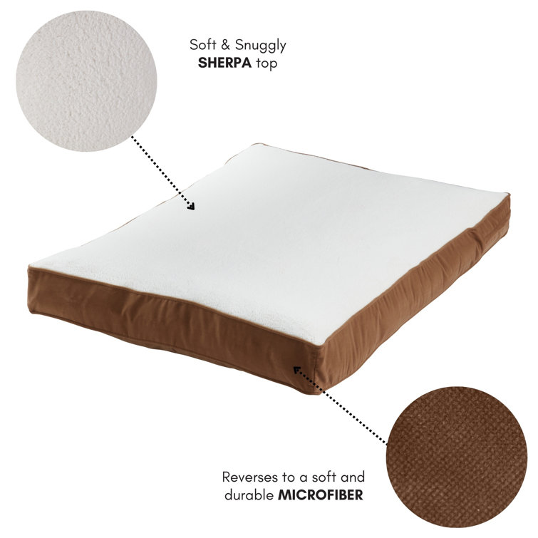 Small Latte Orthopedic Sherpa Dog Bed with Microfiber Cover