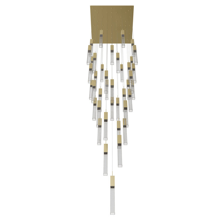 Elegant Glacier 41-Light LED Brass & Glass Cluster Pendant
