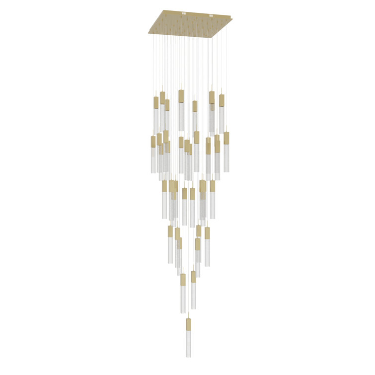 Elegant Glacier 41-Light LED Brass & Glass Cluster Pendant
