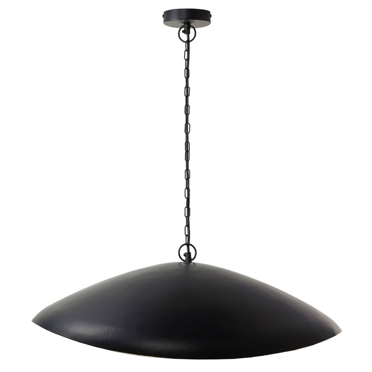 Jane Industrial Matte Black and Silver Dome Pendant Light