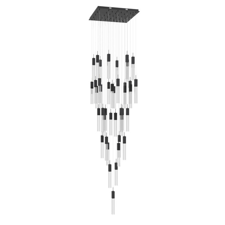 Matte Black Crystal LED 41-Light Tiered Chandelier