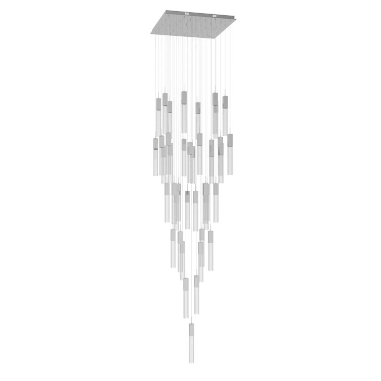 Aurora 41-Light Chrome LED Glass Cluster Pendant