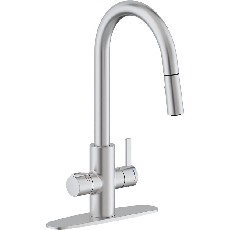 49'' White Farmhouse Double Bowl Kitchen Sink with Stainless Steel Faucet