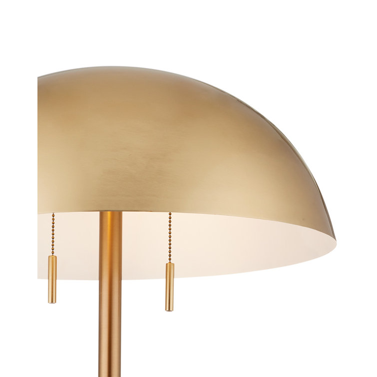 Adjustable Brass and Natural Stone Floor Lamp with Dome Shade