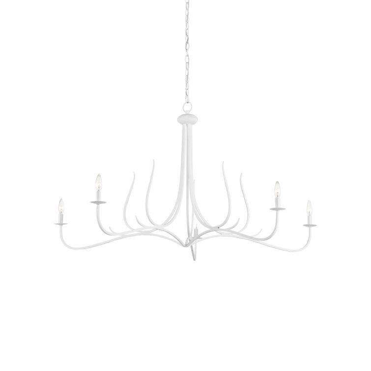 Gesso White 5-Light Candle Chandelier with Adjustable Height