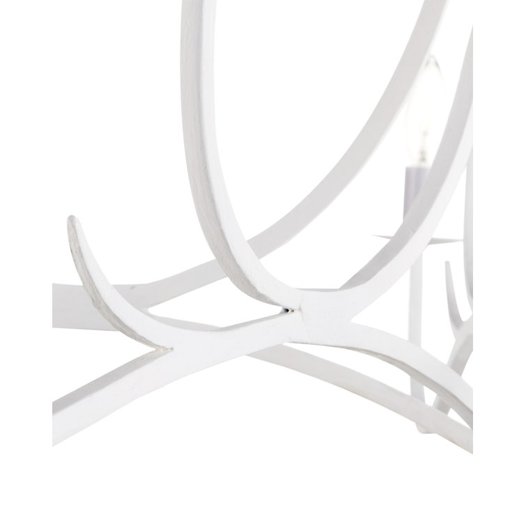 Gesso White 5-Light Candle Chandelier with Adjustable Height