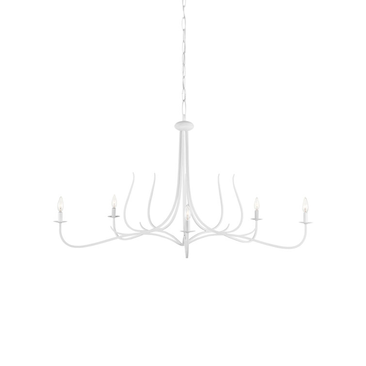 Gesso White 5-Light Candle Chandelier with Adjustable Height