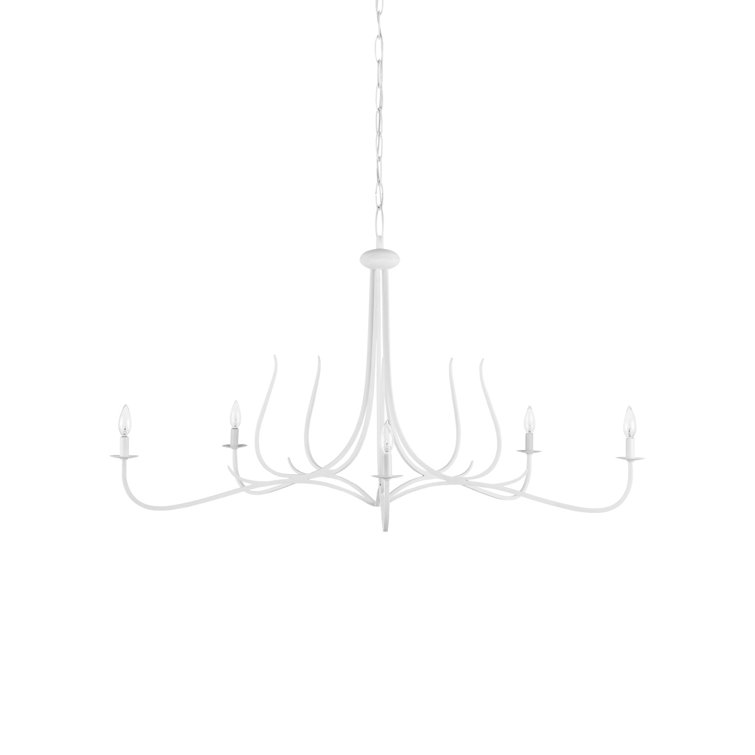 Gesso White 5-Light Candle Chandelier with Adjustable Height