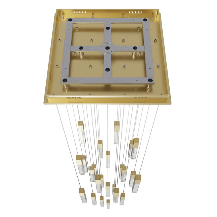 Original Glacier Cascading LED Pendant in Brushed Brass with Clear Bubbles