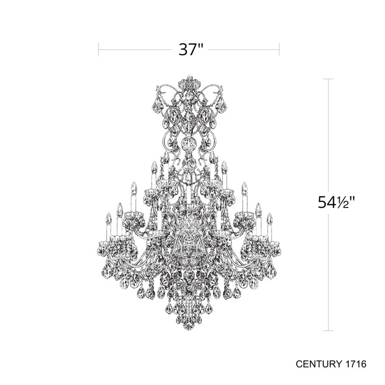 Antique Silver Heritage Crystal 20-Light Candle Chandelier
