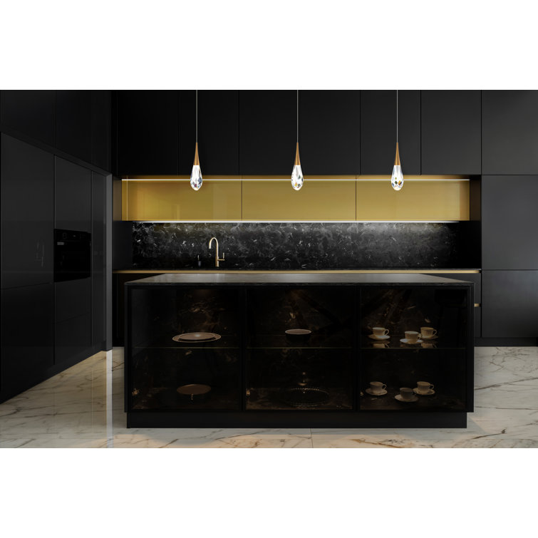 Black Crystal LED Mini Indoor/Outdoor Pendant Light