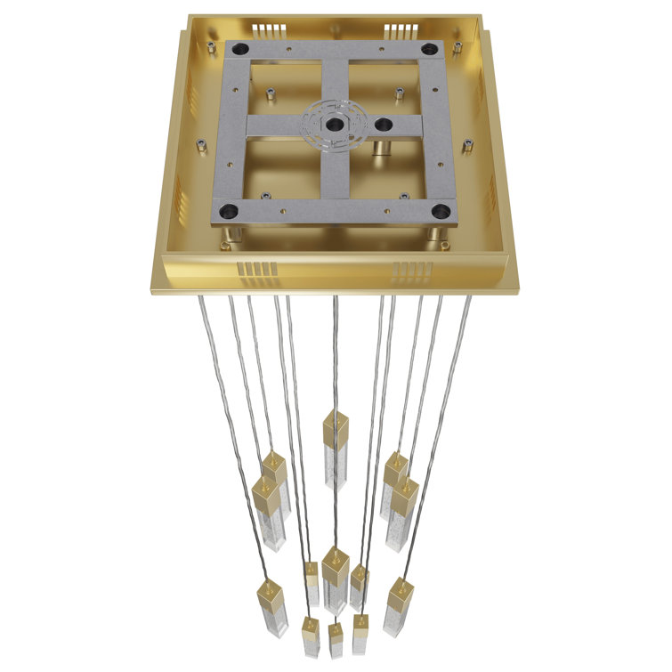 Elegant Glacier 13-Light LED Pendant with Brushed Brass & Clear Glass