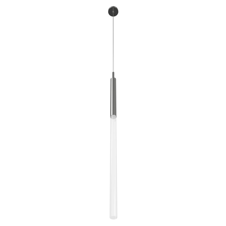 Main St. Slim Cylinder Frosted Glass Pendant in Polished Nickel