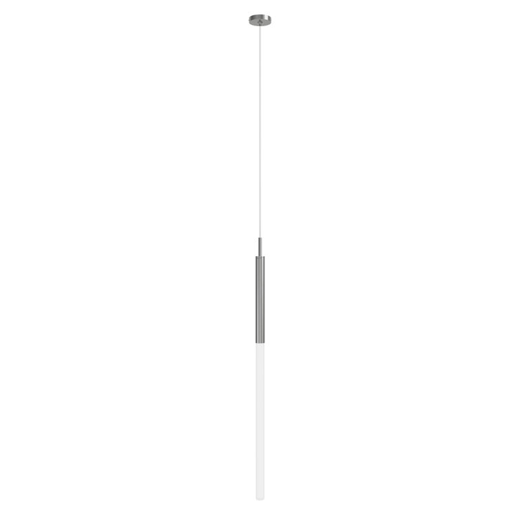 Main St. Slim Cylinder Frosted Glass Pendant in Polished Nickel