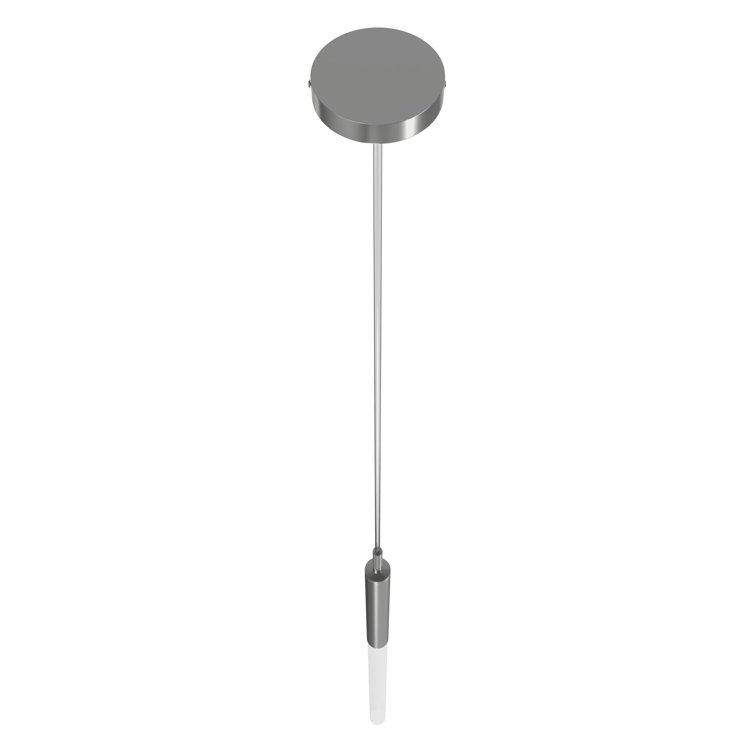 Main St. Slim Cylinder Frosted Glass Pendant in Polished Nickel