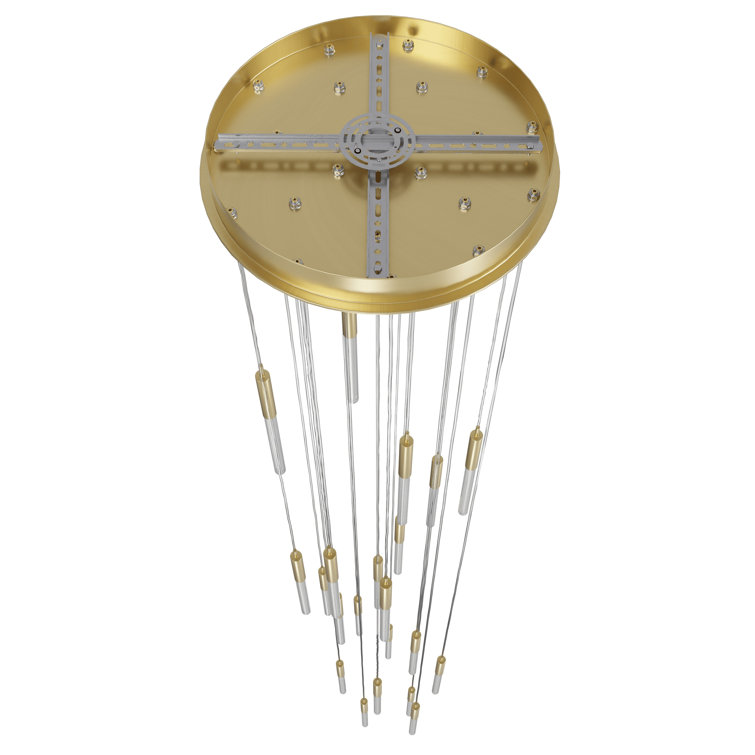 Boa Elegance 21-Light Cluster Pendant in Brushed Brass with Glass Tubes