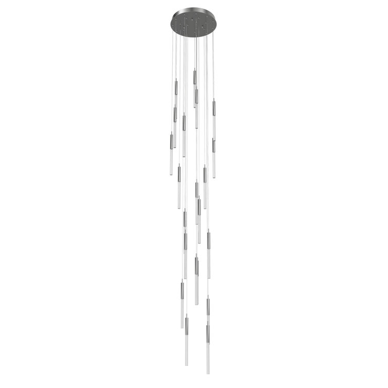 Polished Nickel 21-Light Glass Cluster Pendant