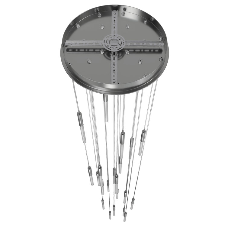 Polished Nickel 21-Light Glass Cluster Pendant