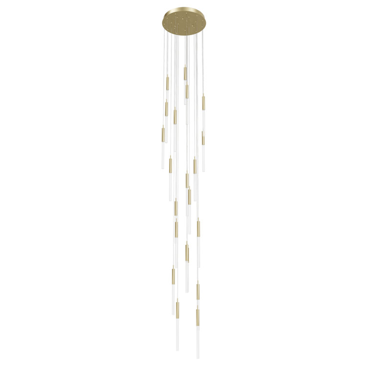 Main St. Cascading Frosted Glass & Brushed Brass LED Chandelier
