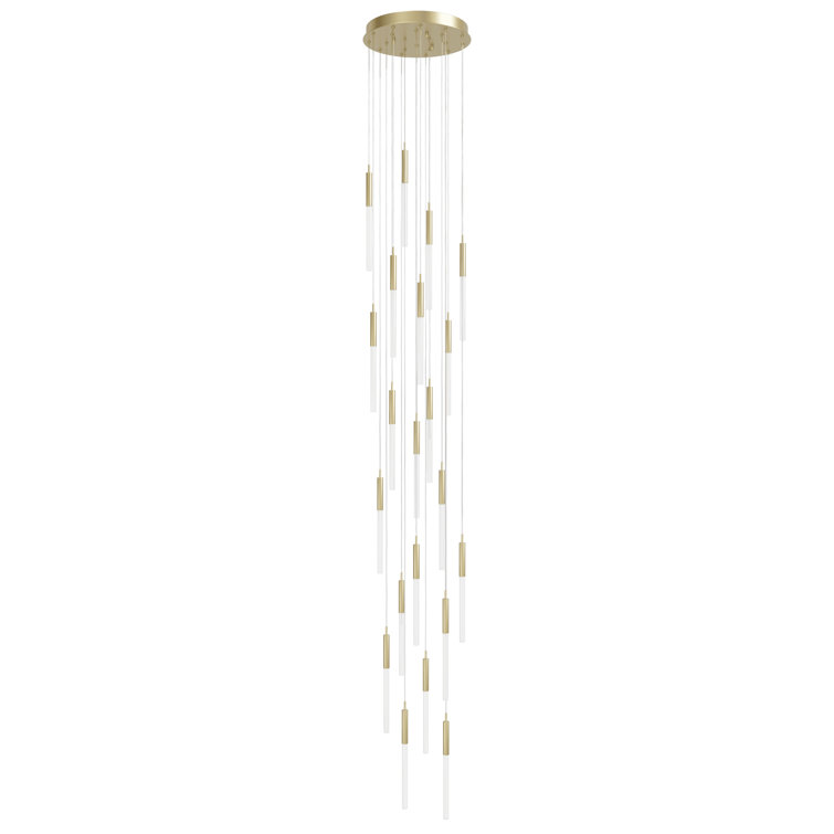 Main St. Cascading Frosted Glass & Brushed Brass LED Chandelier
