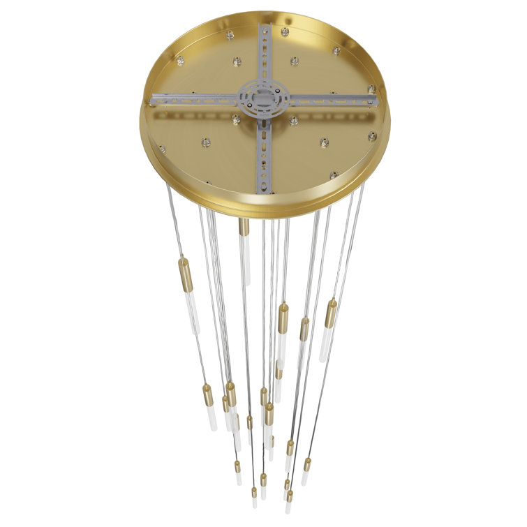 Main St. Cascading Frosted Glass & Brushed Brass LED Chandelier