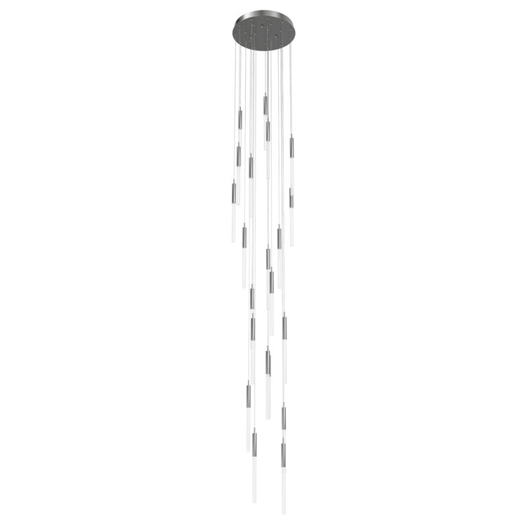 Main St. Polished Nickel 21-Light LED Glass Cluster Pendant