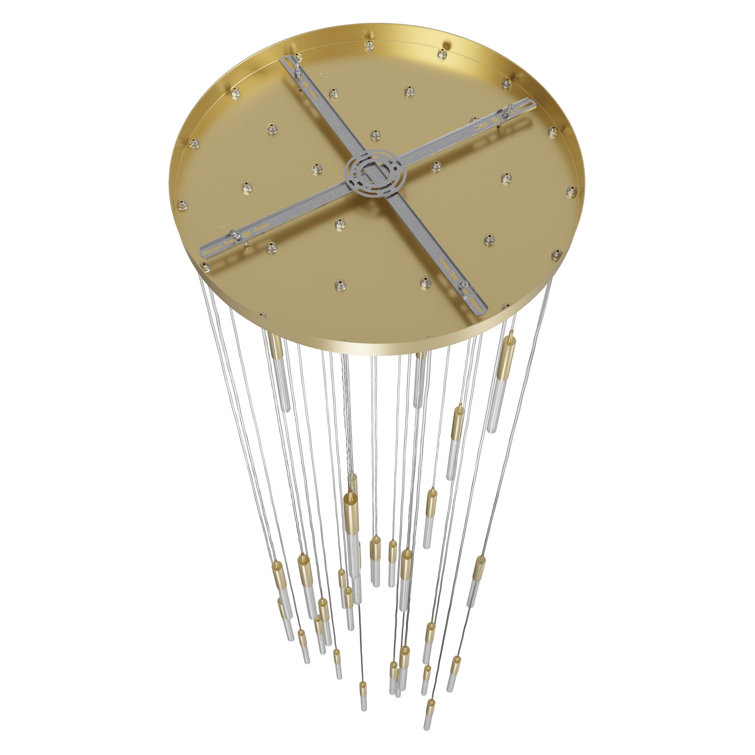 Boa 31-Light Brushed Brass and Glass Cluster Pendant