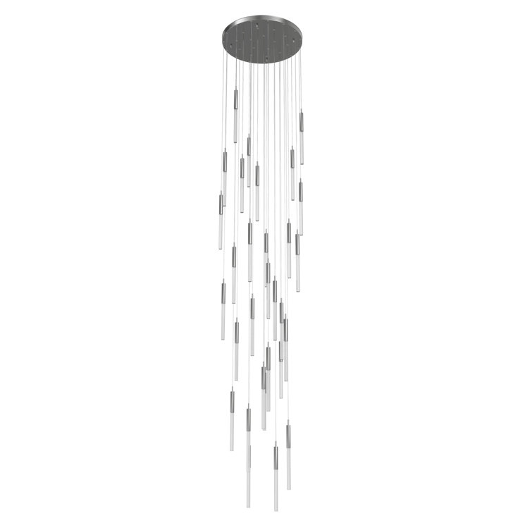 Boa 31-Light Polished Nickel Glass Cluster Pendant
